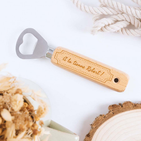 Décapsuleur en bois personnalisable avec encadrement
