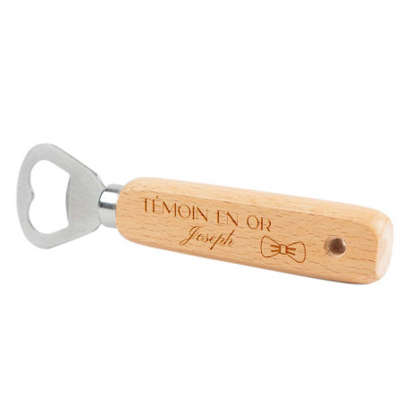 Décapsuleur en bois témoin en or unique