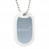 Dog Tag argenté gravé avec protection blanche