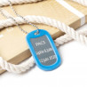 Plaque militaire avec chaine boule et protection bleue
