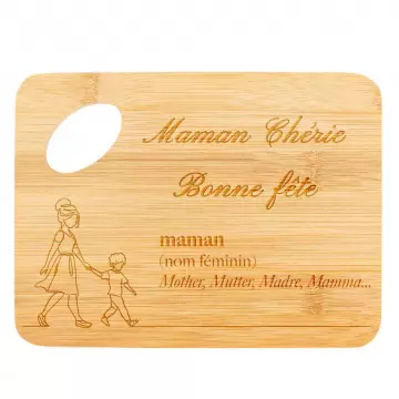 Petite planche de cuisine en bois avec design Maman personnalisable