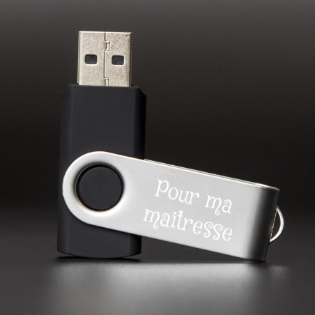 Clé USB noir twister gravé avec texte