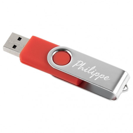 Clé USB twister rouge avec personnalisation texte