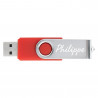 Clé USB rouge avec texte gravé