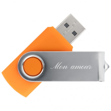 Gravure texte personnalisable clé USB twister orange