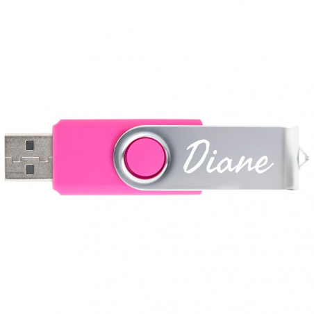 Clé USB rose avec texte gravé