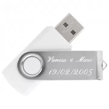 Clé USB blanche de 16GO à graver