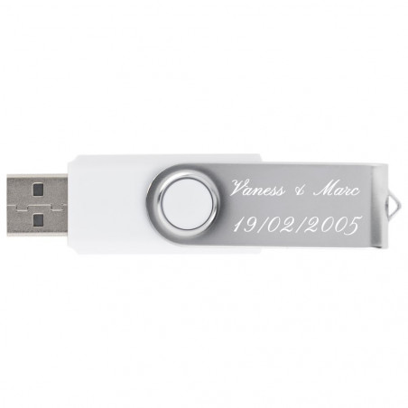 Clef USB twister blanche gravée texte