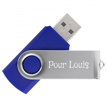 Clé USB 16Go twister bleu et argent gravée