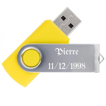 Clé USB jaune twister de 8 Go gravée