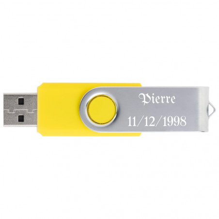 Clef USB 16Go jaune personnalisé texte