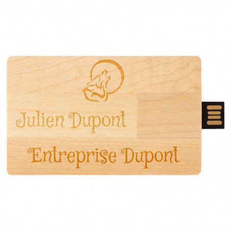 Carte USB en bois gravée