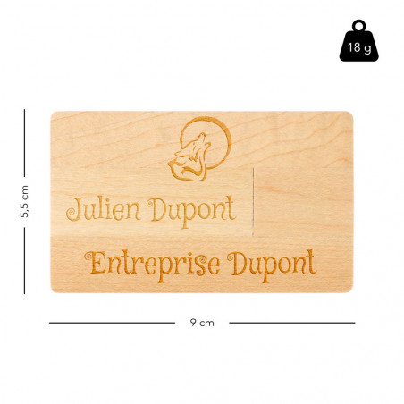 Taille de la carte USB en bois