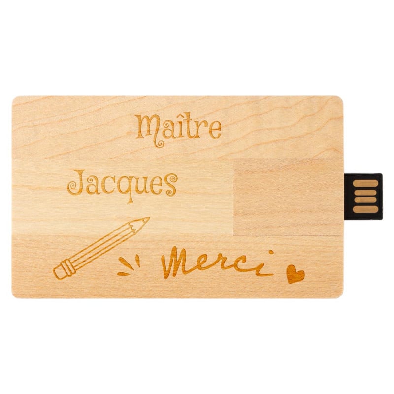 Carte USB bois maitresse personnalisée