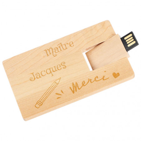 Carte USB bois maitresse gravée