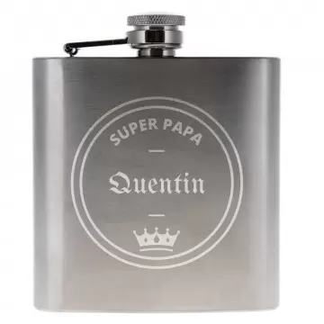 Flasque de poche Super Papa à personnaliser | Cadeau papa avec prénom