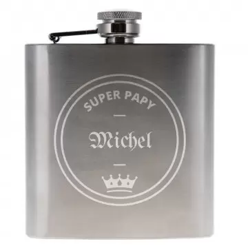 Flasque alcool Super Papy personnalisé avec prénom