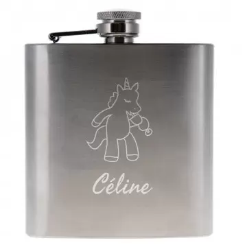 Flasque à whisky Licorne personnalisée avec gravure prénom / texte