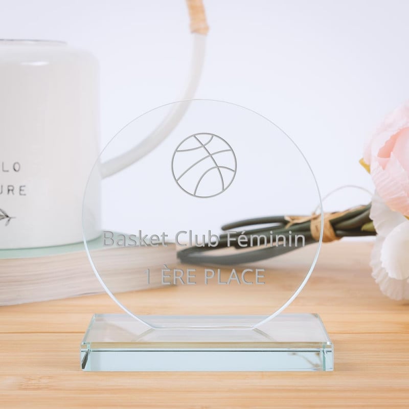 Gravure texte sur cadre verre rond