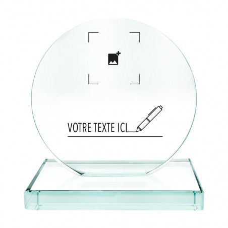 Cadre rond en verre avec gravure texte