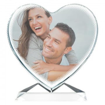 Coeur personnalisé en verre avec impression photo