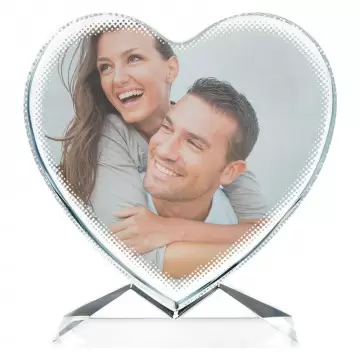 Coeur personnalisé en verre avec impression photo