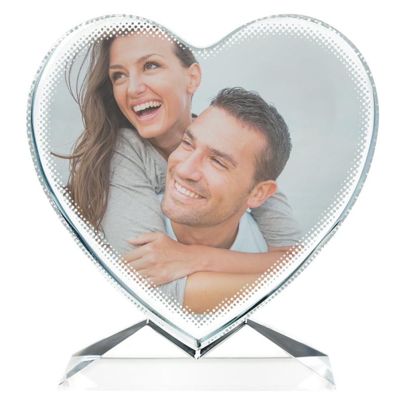 Coeur personnalisé en verre avec impression photo