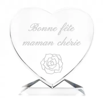 Coeur personnalisé en verre gravé | Personnalisation texte