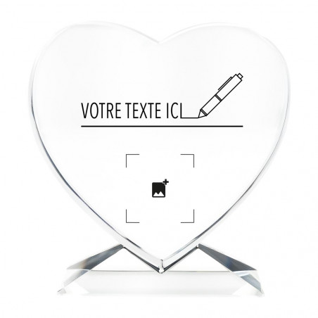 Bloc coeur verre gravé