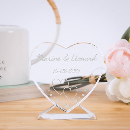 Cœur en verre personnalisé avec design amour