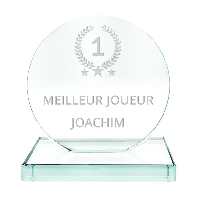 Trophée rond en verre à personnaliser