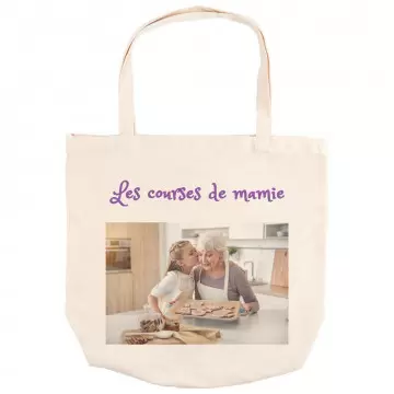 Tote bag textile personnalisé imprimé | Sac beige avec photo