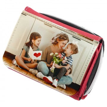 Portefeuille rouge à personnaliser avec photo