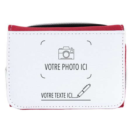 Portefeuille rouge tissu imprimable avec photo et texte