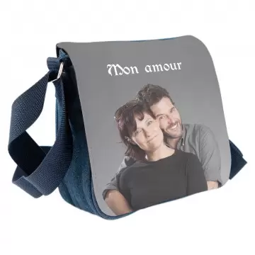 Sac besace en jean (bleu) à personnaliser | Impression photo