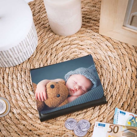 Portefeuille mini cuir personnalisé photo