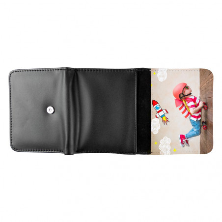 Portefeuille mini cuir déplié