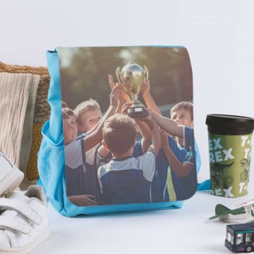 Sac à dos enfant bleu clair personnalisé photo