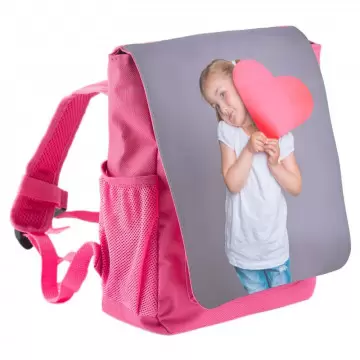 Sac à dos rose pour enfant personnalisé avec photo imprimée