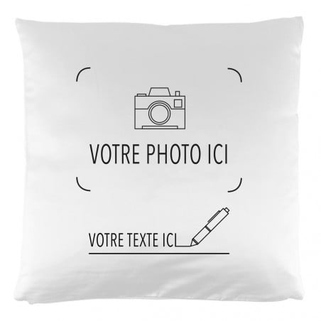 Coussin blanc avec photo imprimée