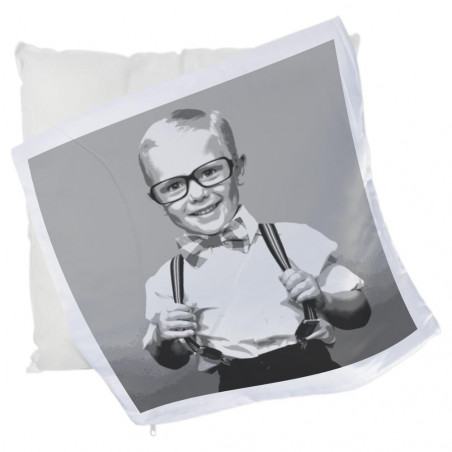 Housse coussin blanc avec pop art photo