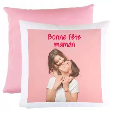 Coussin personnalisé blanc et verso rose | Impression photo HD