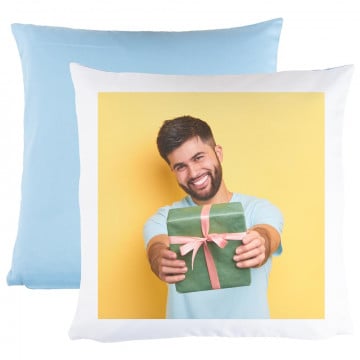 Coussin 2 couleurs blanc/bleu à personnaliser | Impression photo HD