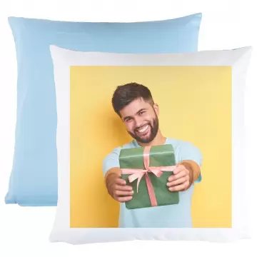 Coussin 2 couleurs blanc/bleu à personnaliser | Impression photo HD
