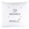 Coussin bleu avec photo imprimée