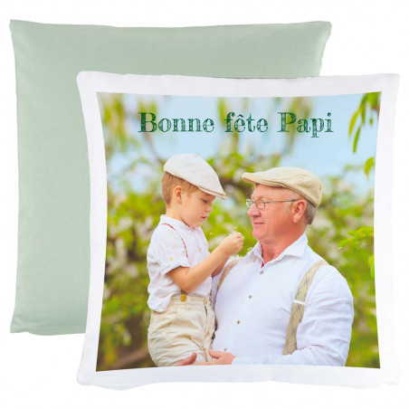 Coussin bicolore vert personnalisé