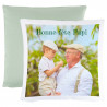Coussin bicolore vert personnalisé