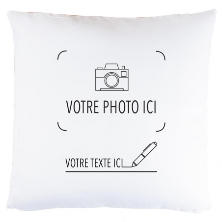 Coussin beige avec photo imprimée