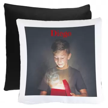 Coussin à personnaliser blanc et verso noir | Impression photo