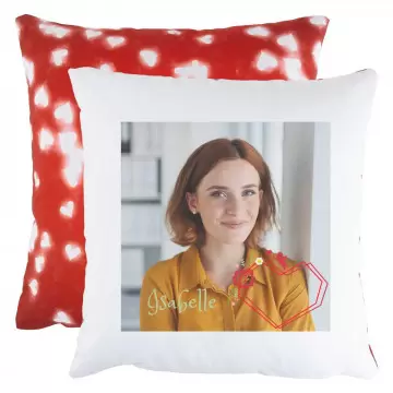 Coussin imprimé coeurs avec votre photo imprimée